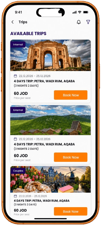 The trips screen in the ReactHive mobile app